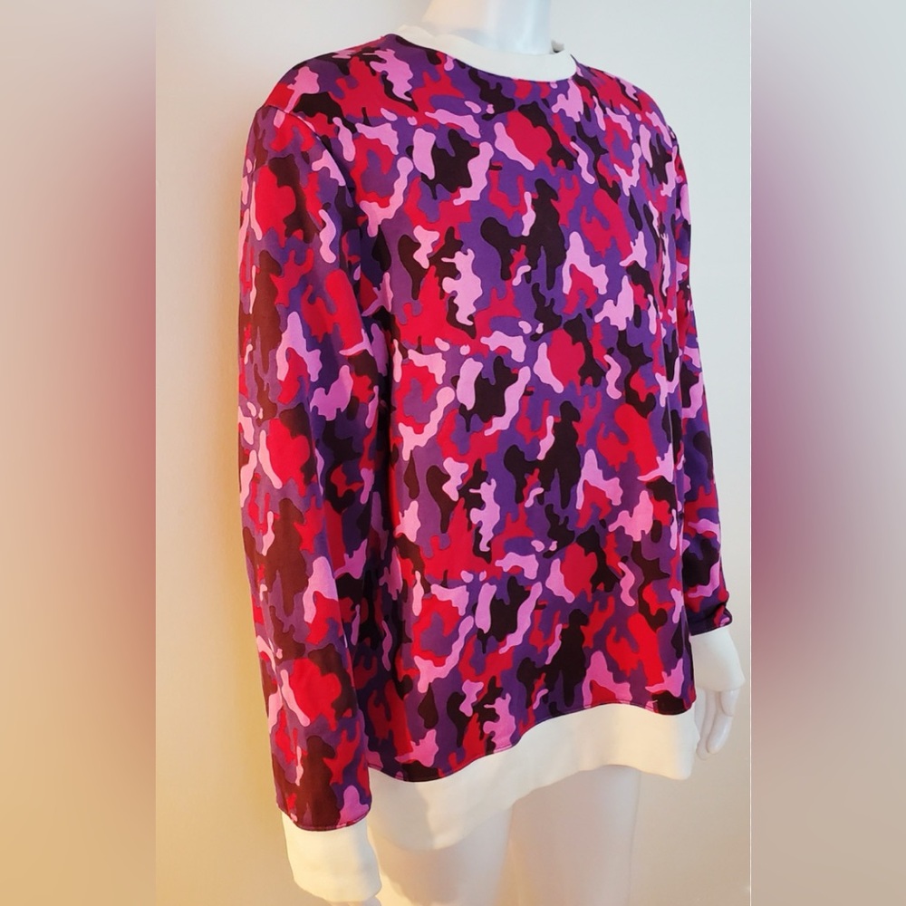 Matthew Miller Crewneck Camouflage Purple Red Pullover Sweater Sweatshirt NWT